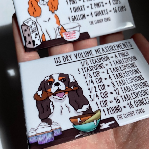 Cavalier King Charles Spaniel Dog Measuring Chart Magnets Kitchen Baking Guide - Picture 5 of 6